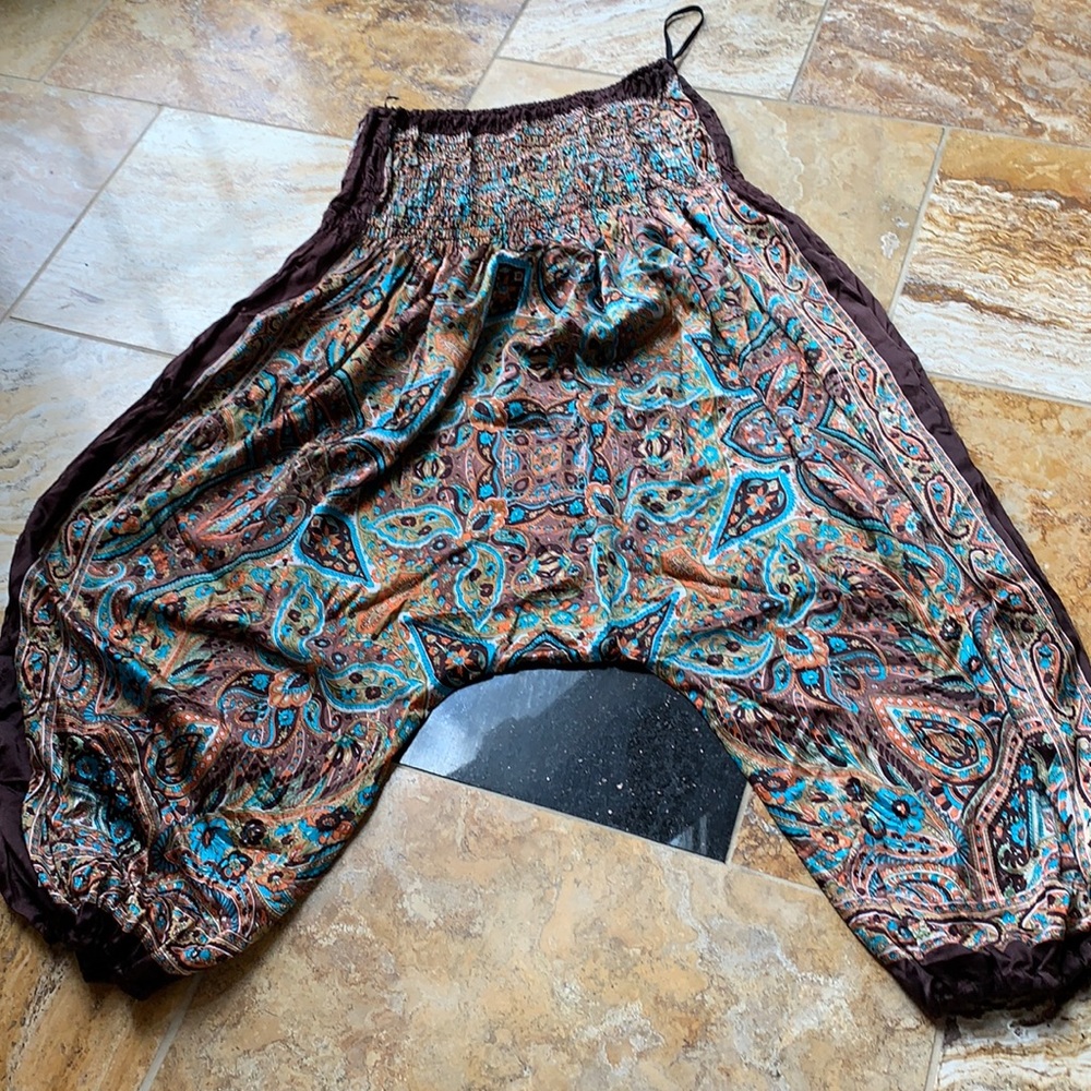 Made in India polyester silk harem pant/earth ton3